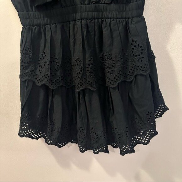 Gap Black Organic Cotton Eyelet Ruffle Mini Dress Size M NWT Romanticcore - Picture 6 of 15